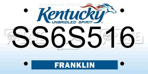 SS6S516 Kentucky License Plate