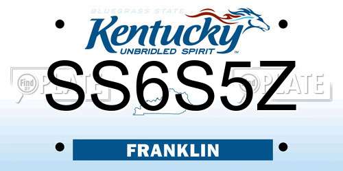 SS6S5Z Kentucky License Plate