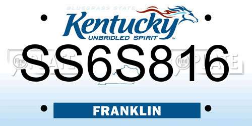SS6S816 Kentucky License Plate
