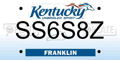 SS6S8Z Kentucky License Plate