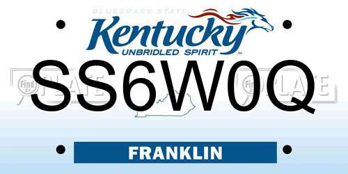 SS6W0Q Kentucky License Plate