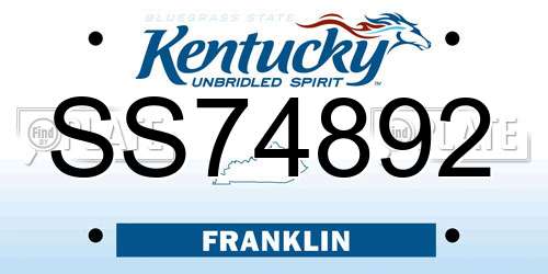 SS74892 Kentucky License Plate