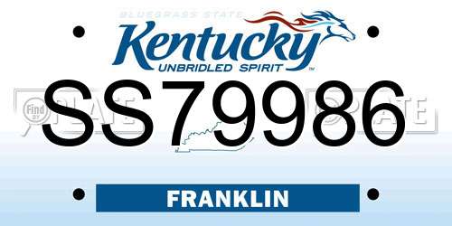 SS79986 Kentucky License Plate