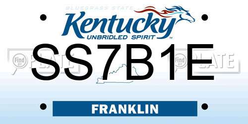 SS7B1E Kentucky License Plate