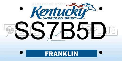 SS7B5D Kentucky License Plate