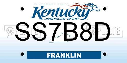 SS7B8D Kentucky License Plate