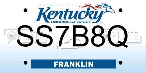 SS7B8Q Kentucky License Plate