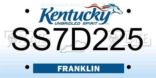 SS7D225 Kentucky License Plate