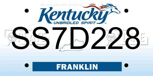 SS7D228 Kentucky License Plate