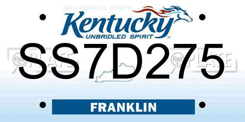 SS7D275 Kentucky License Plate
