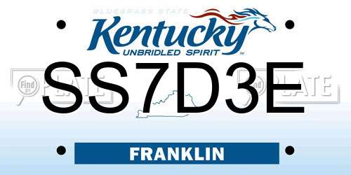 SS7D3E Kentucky License Plate