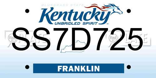 SS7D725 Kentucky License Plate