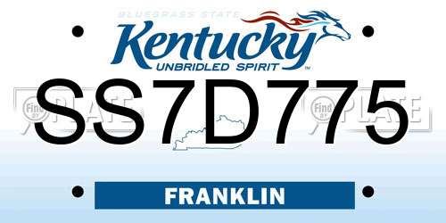SS7D775 Kentucky License Plate