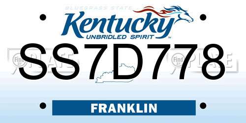 SS7D778 Kentucky License Plate