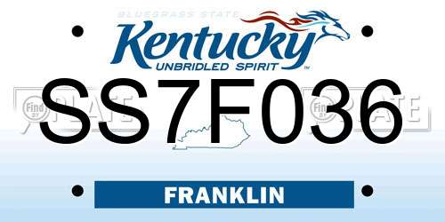SS7F036 Kentucky License Plate
