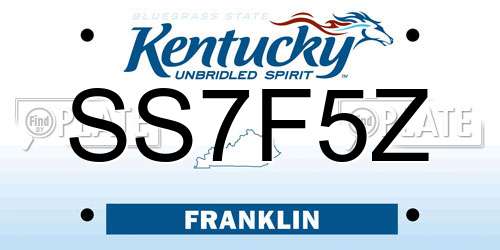 SS7F5Z Kentucky License Plate