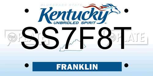 SS7F8T Kentucky License Plate