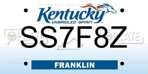 SS7F8Z Kentucky License Plate
