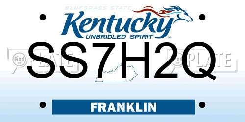 SS7H2Q Kentucky License Plate