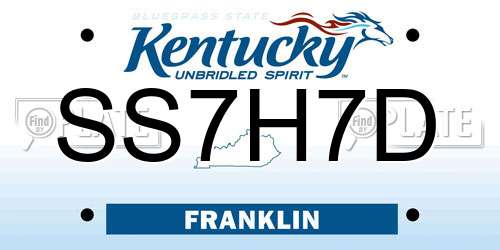 SS7H7D Kentucky License Plate