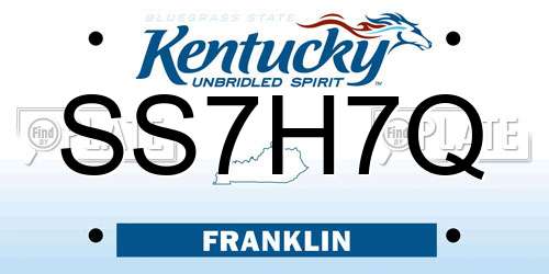 SS7H7Q Kentucky License Plate