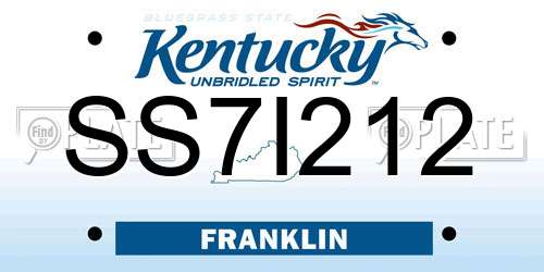 SS7I212 Kentucky License Plate
