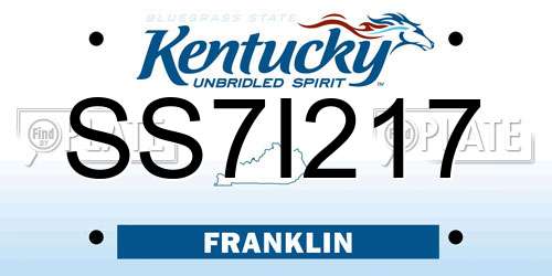 SS7I217 Kentucky License Plate
