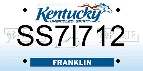 SS7I712 Kentucky License Plate