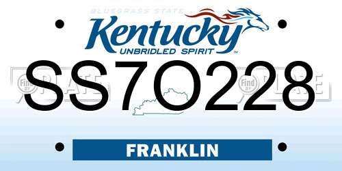 SS7O228 Kentucky License Plate