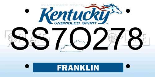SS7O278 Kentucky License Plate