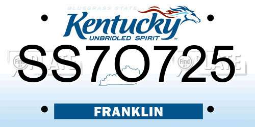 SS7O725 Kentucky License Plate