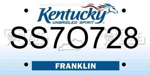 SS7O728 Kentucky License Plate