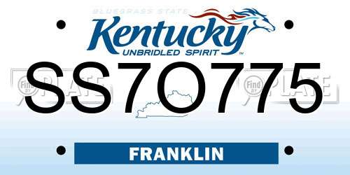 SS7O775 Kentucky License Plate