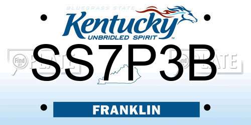 SS7P3B Kentucky License Plate