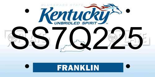 SS7Q225 Kentucky License Plate