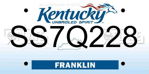 SS7Q228 Kentucky License Plate