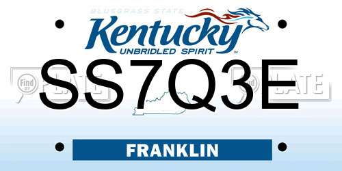 SS7Q3E Kentucky License Plate