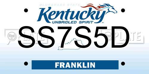 SS7S5D Kentucky License Plate