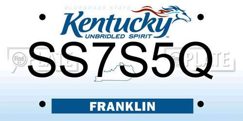 SS7S5Q Kentucky License Plate