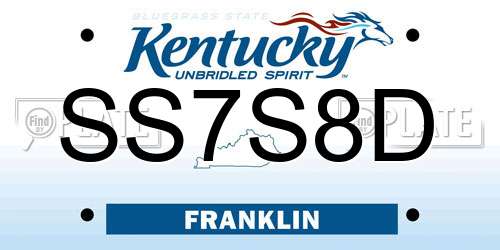 SS7S8D Kentucky License Plate