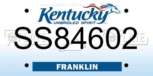 SS84602 Kentucky License Plate