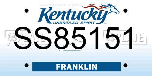 SS85151 Kentucky License Plate