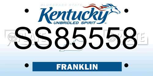SS85558 Kentucky License Plate