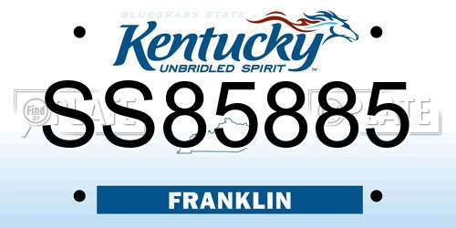 SS85885 Kentucky License Plate