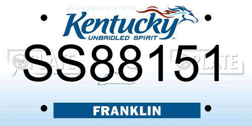 SS88151 Kentucky License Plate