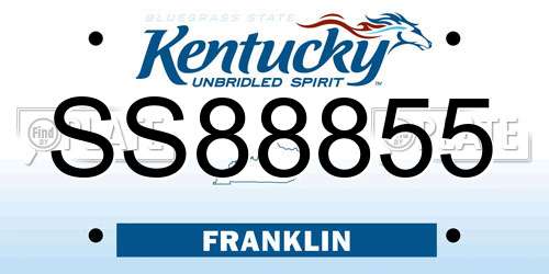 SS88855 Kentucky License Plate