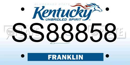 SS88858 Kentucky License Plate
