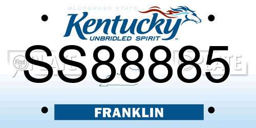 SS88885 Kentucky License Plate