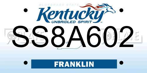 SS8A602 Kentucky License Plate
