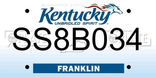 SS8B034 Kentucky License Plate